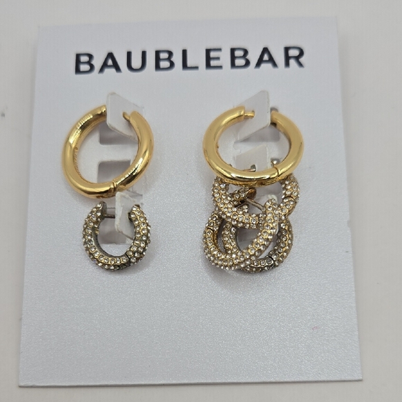 BaubleBar Jewelry - BaubleBar Three Pairs Gold and Pave Crystal Hoop Earrings